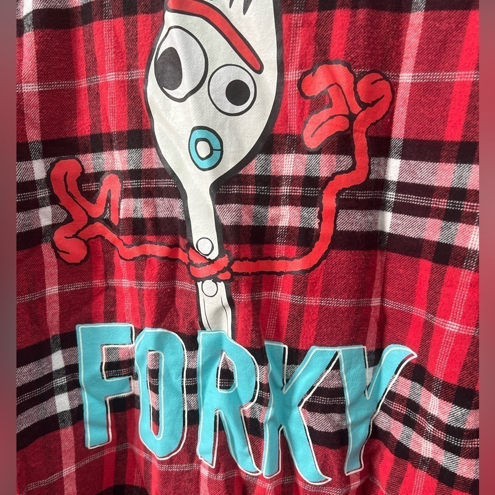 Vintage NWOT Disney Toy Story Forky Plaid Flannel Hoodie Size Small - Picture 4 of 5